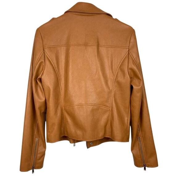 NWT * AVEC LES FILLES Vegan Leather Moto Biker Jacket in Camel - Size M - $174. - Picture 3 of 14